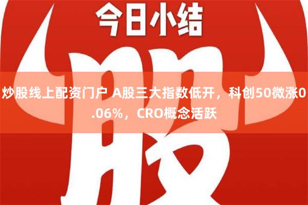 炒股线上配资门户 A股三大指数低开，科创50微涨0.06%，CRO概念活跃