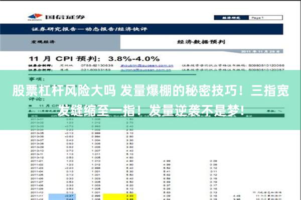 股票杠杆风险大吗 发量爆棚的秘密技巧！三指宽发缝缩至一指！发量逆袭不是梦!