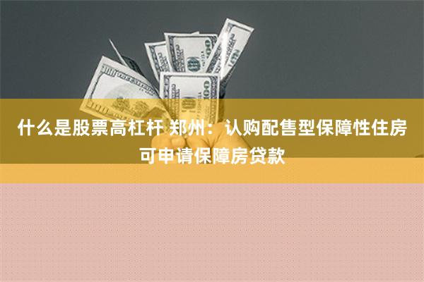 什么是股票高杠杆 郑州：认购配售型保障性住房可申请保障房贷款