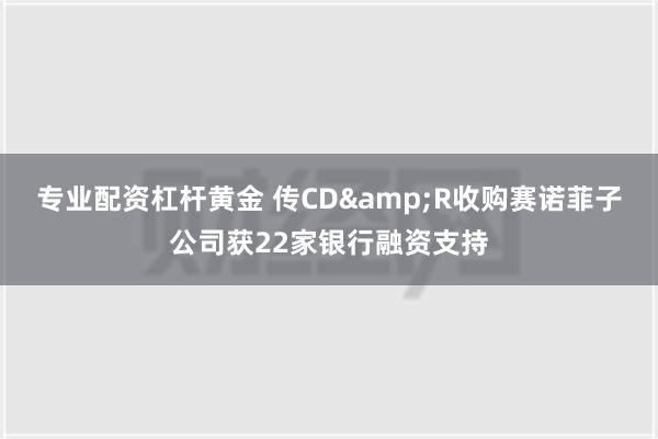 专业配资杠杆黄金 传CD&R收购赛诺菲子公司获22家银行融资支持